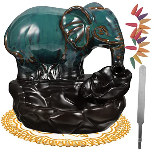 Levemolo Rückfluss-räuchergefäß Elefanten-Form Porzellan Räuchergefäß Mit Flachem Boden Für Tisch Aromabrenner Für Räucherstäbchen Und Räucherkegel Haushaltsdekor