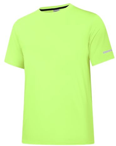 Herren Rash Guard UPF 50+ Sonnenschutzkleidung Kurzarm-T-Shirts für Männer Leichte, schnell trocknende SPF UV Swim Surfing Tees Fluoreszierendes Gelb 06-M