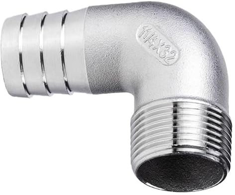 Clips Klemmen Edelstahl-Rohrverbindungen, Edelstahl-Winkelstück, 90°-Winkelstück, männliches 304 Edelstahl-Winkelstück for Rohre(3/4 25MM)