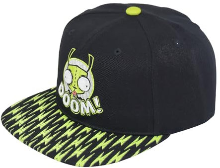 Concept One Unisex's Invader Zim Baseball Cap, Gir Doom Adult Snapback Hat with Flat Brim, Black, One Size