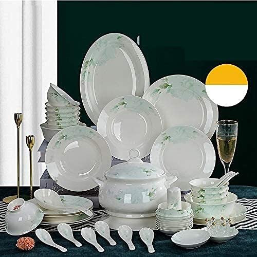 Set di stoviglie Set di piatti, Set di stoviglie in porcellana Bone China Set di stoviglie in stile europeo Servizio regalo fresco e semplice per la casa per 4-10 persone