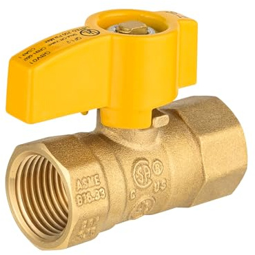 1-Pack HeSun Straight Gas Ball Valve,3/8 Inch FIP x 3/8 Inch FIP Connection, 1/4 Turn Brass Gas Shut Off Ball Valve