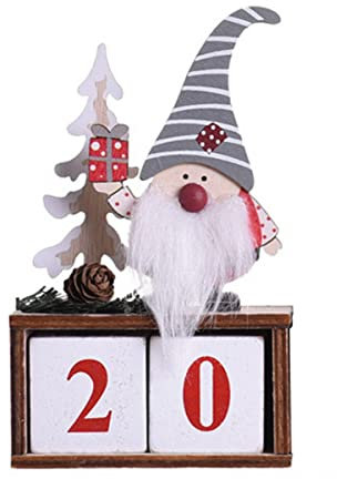 Cabilock Stilvoller Weihnachtskalender Aus Holz Mit Täglicher Datumsanzeige Für Schreibtisch Oder Wanddekoration