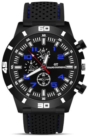 OFFCUP Orologio Uomo Orologio Analogico al Quarzo Orologio da Uomo Cronografo Orologio da Polso Casual Orologi Sportivo Moda Classico Elegante Con Cinturino in Silicone -Blu