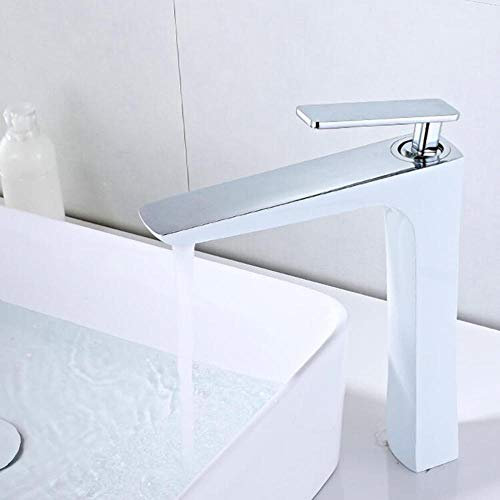 Waschtisch-Mischbatterie, hoher Badezimmer-Waschtisch-Wasserhahn, heiß und kalt, über der Theke, Waschbecken-Wasserhahn, erhöhte Version, Messing-Badezimmer-Waschtisch-Wasserhahn-E