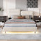 Liuyoyo - Marco de cama Queen Size con espacio de almacenamiento, marco de cama Queen Size elevado con cabecera de cama, plataforma acolchada con luz LED (140 x 200 cm)