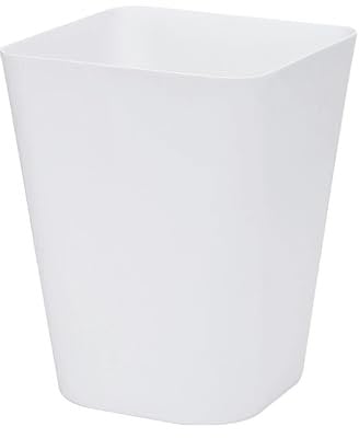 Sinoba Papelera de plástico 6102, ideal para habitación infantil, oficina, cocina, altura 29 cm, 12 L, color blanco