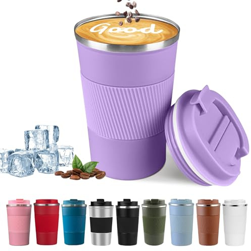 Insulated Travel Coffee Mug, Stainless Steel Coffee Cup with Leakproof Lid | Double-wall insulation keeps drinks hot or cold for hours, with a leakproof lid and portable stainless steel design
