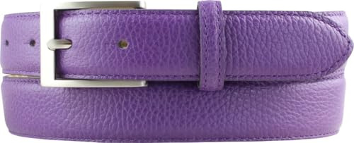 BELTINGER Italienischer Anzug-Gürtel, 30 mm breit, Herren, Anzuggürtel, Hosengürtel, strukturiertes Leder, Schließe Silber | Lila 110cm