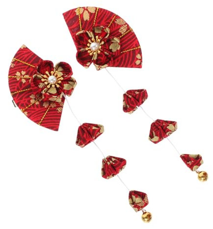 Beaupretty 1paire Pince à Cheveux Japonaise Forme De Fleur Avec Cloche Accessoire Élégant Pour Graduations Et Événements Spéciaux Duo De Barrettes Décoratives Cerisier