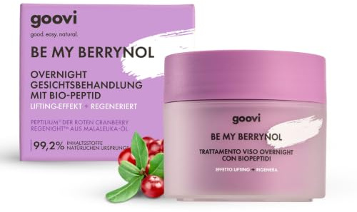 GOOVI Be My Berrynol Overnight Treatment | Regenerierende Nachtcreme mit Lifting-Effekt, Straffende Pflege gegen Falten & müde Haut, 50ml
