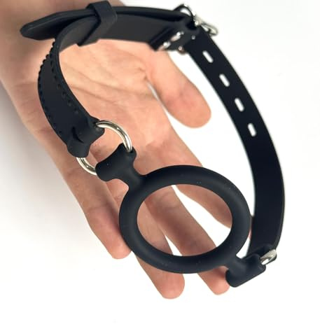 Schwarz Silikon Mundknebel O Ringform Ø 5cm Softe Einstellbar belt | YILUQIFLY Mundfessel Mundsperre Restraint BDSM Frauen Männer Erwachsene SUBS Rollenspiel mouth gag Fetisch Sexspielzeug