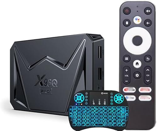 Android TV Box 14.0 Box, X96Q Pro+, CPU H728, quad-core, Wi-Fi 2.4G/5G, Bluetooth 5.0, USB 3.0, 4K/8K UHD, H.265, Ethernet, LAN 3D, con mini tastiera wireless