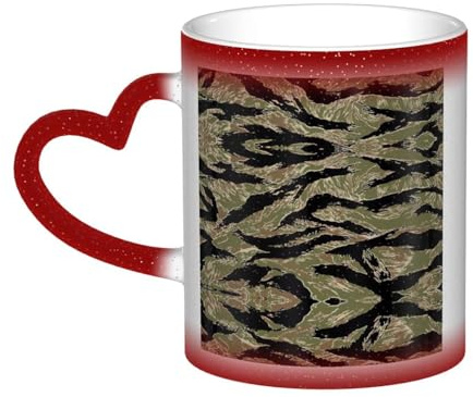Longzehao Tiger Stripe Camo Print Ceramic Color changing mug in the sky,Heat Changing Mugs Coffee Mug Tea Cup.