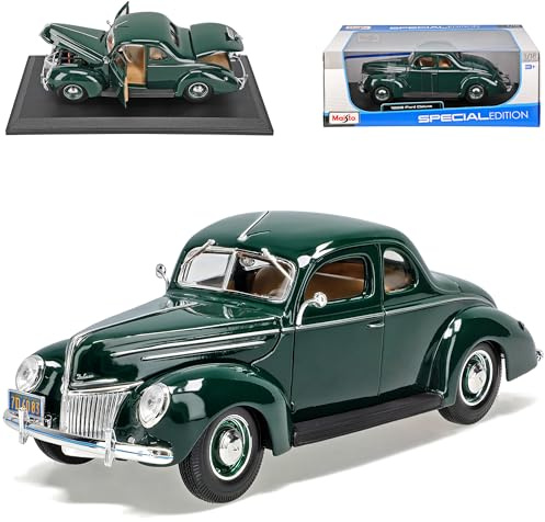alles-meine.de GmbH F*o*r*d Deluxe 1939 Grün Coupe 1/18 Modell Auto mit individiuellem Wunschkennzeichen