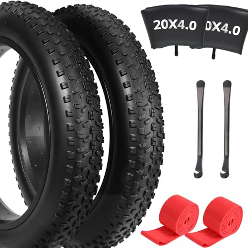 20x4 Fat Bike Reifen, Pannenschutz, High Grip All-Terrain-Reifen mit Schläuchen, Reifenhebern und Einlagen für MTB/E-Bike/Dreirad/Falträder, Profil-Design, überlegene für Schnee/Sand/Off-Road (2 Stück