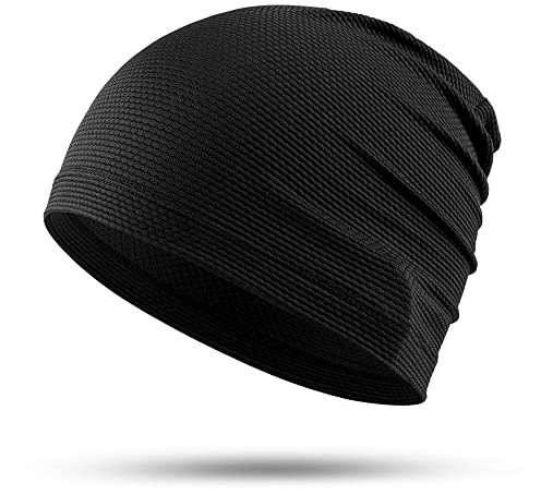 WTACTFUL 1pcs - Rafraîchissant Bonnet d'été Cyclisme Homme - Bonnet Crâne Léger avec Protection UV - Séchage Rapide pour Vélo, VTT, Randonnée, Course à Pied et Tous Sports Noir
