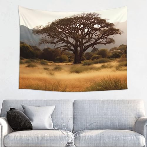ANABPRMA Wandteppich, Motiv: Afrika-Baum, Innendekoration, Polyester, zum Aufhängen, für Schlafzimmer, Wohnzimmer, 73,7 x 94 cm