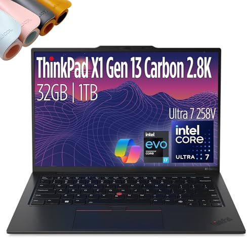 Lenovo ThinkPad X1 Carbon Gen 13-14 2.8K OLED 120hz, Copilot+ PC Ultrabook - Intel Core Ultra 7 258V EVO- 32 GB DDR5-1TB NvME SSD- Backlit, Fingerprint, Wi-fi 7, Win 11 PRO, DESKPAD MAJ