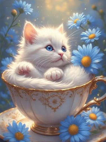 Tasse à thé Chat Puzzle pour Adultes 60 Pièces, Puzzles Classiques, Détente & Relaxation, Famille Jeu Puzzles, Puzzle de Décoration