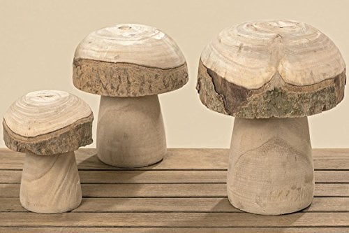 BOLTZE Pilz Deko Tischdeko Holz Natur H 15 cm