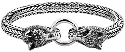 Kuzzoi „Buddha“ Silber-Armband für Herren, handgefertigtes Panzer-Armband aus echtem, massiven 925er Sterling Silber, luxuriöses Herren-Armband mit Wolfs Verschluss, 7mm breit, 70 g schwer 335115 | 925er Sterling Silber luxuriöses Herrenarmband mit Wolfs Verschluss 70 g 335115