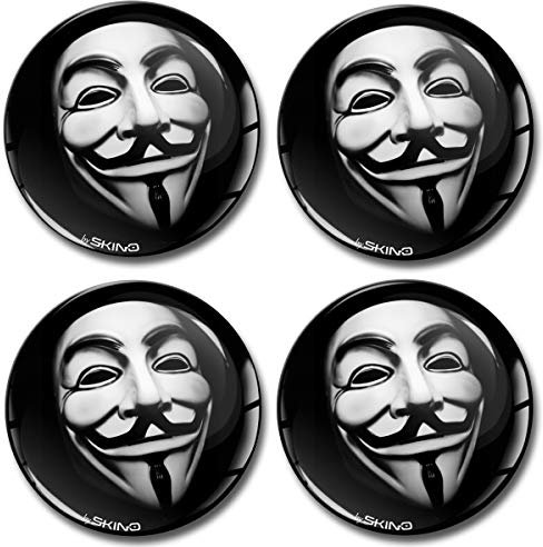 SkinoEu Aufkleber Autoaufkleber für Radkappen Nabenkappen Nabendeckel Radnabendeckel Rad-Aufkleber 55mm Anonymous Maske A 655 Z*