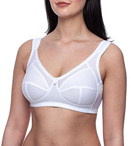frugue Reggiseno Senza Ferretto Contenitivo Taglie Forti Pizzo Donna Bianco IT 3E