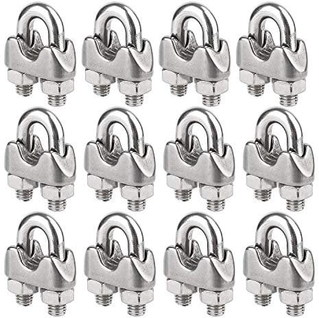 Hyber&Cara M4 Morsetti Serracavo in acciaio INOX 304 per Funi Metalliche Ø 4mm (5/32),12 Pezzi