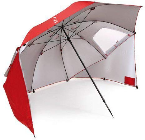 Amiaire Sombrilla de playa - Sombrilla de playa grande 240 cm – 3 Posiciones - Protección UV, antiviento y transpirable de aluminio- Incluye Bolsa de viaje (Rojo)