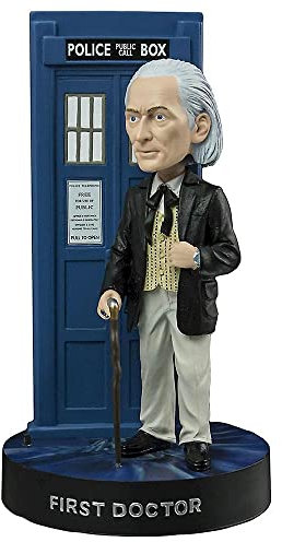 Ikon Collectables 1. Doctor Who (William Hartnell) Wackelkopf mit Tardis und Leuchtfunktion - Sammlerstück in Blau-Weiß