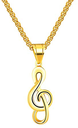 dsanbo Damen Herren Schmuck 55cm Kette Anhänger Musik Note Notenschlüssel Edelstahl Halskette