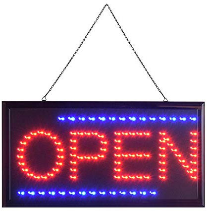 Enseigne Lumineuse LED OPEN, Panneau d’affichage Lumineux LED Panneau de Signe pour Vitrine Boutique Bar Café Restaurant, Simple à Utiliser, 48x25CM