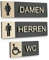 WC Schild Echtholz Anthrazit Holz Edel Piktogramme Toilette Toilettenschilder Türschild Damen Herren (Komplettset (Damen-Herren-Behinderten WC))