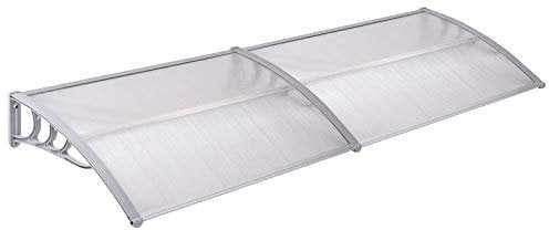 LARS360 200x100cm Marquesina para Puertas y Ventanas Exterior, Marco Gris y Transparente Tejadillo de Protección, Toldo Cubierta de Policarbonato para Puertas Ventanas Escaparates