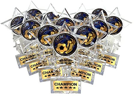 Express Medals 16,5 cm Clear Acryl Star Soccer Champion Pokal Awards (12 Stück)