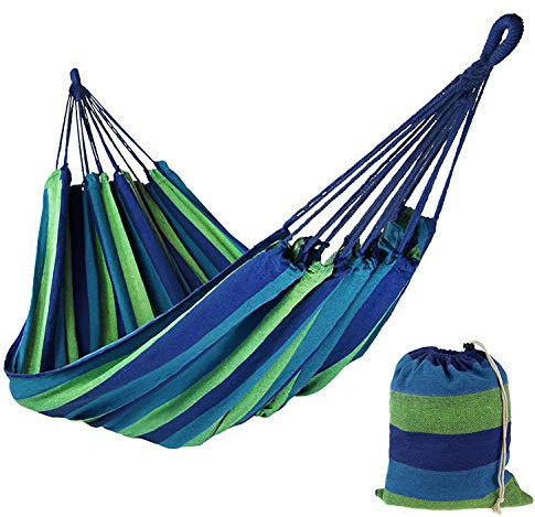 Toldoro® Hängematte ohne Gestell Outdoor & Indoor - 200x140cm - aus 65% Baumwolle & 35% Polyester/Stabile und reißfeste Hängematte wetterfest & hautfreundlich - inkl. Tragetasche