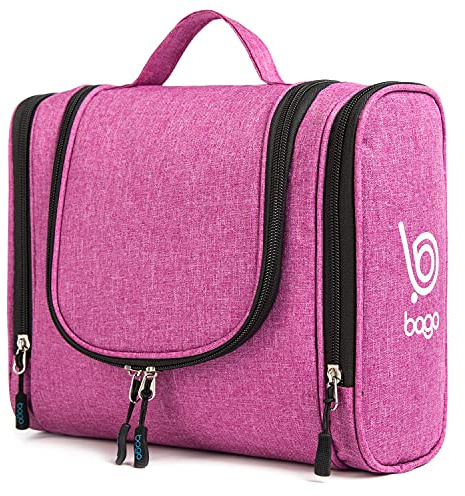 Bago Travel Hanging Toiletry Wash Bag Makeup Cosmetic Organizer - Large Waterproof Hanging Toiletry Bags for Women and Men - Travel Essentials Accessories Hanging Wash Bag (SnowPink)