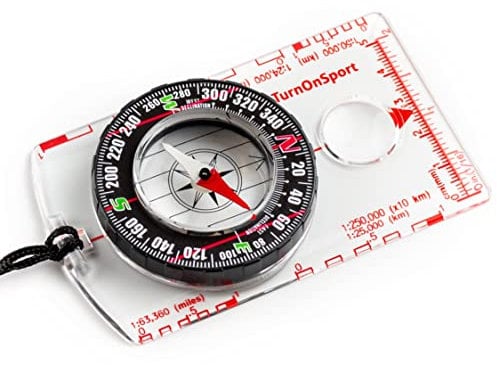 TurnOnSport Orientierungskompass Wandern Rucksackreisen | Fortgeschrittener Pfadfinder-Kompass für Camping Navigation – Professioneller Feldkompass zum Kartenlesen – Beste