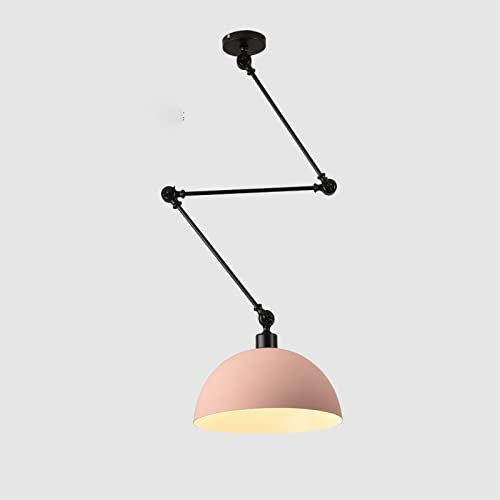 YNDD Pendelleuchte, Hängeleuchte mit Ausziehbar Langarm Retro Metall Hängelampe Vintage Pendellampe E27 Hängeleuchte Industrial für Kitchen Island (Pink)