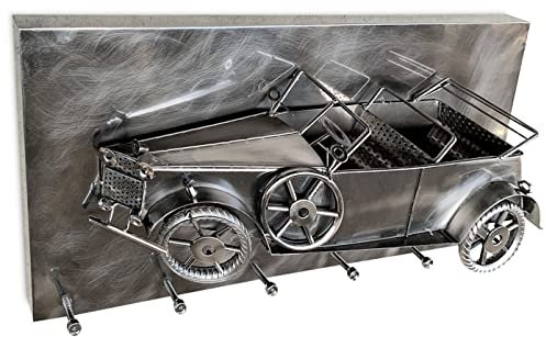 Eaxus® Wandgarderobe im Retro-Look - 3D Vintage Garderobenpaneel aus Stahl im Oldtimer-Design. Schönes 3D Wandbild, Silber