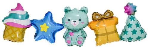 DIWULI Ballon-Kette Bär blau - Folien-Ballon Girlande