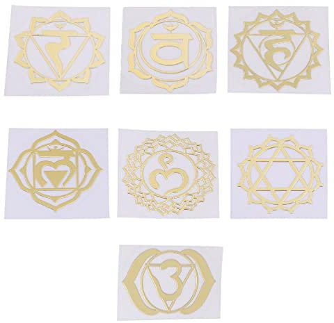 Ranuw 7 Stück heilige Geometrie Metallaufkleber zarte Blume des Lebens Chakren Aufkleber Pyramide Meditation Kunst Harz Füllstoff Versorgung Harz Füllstoff Charms