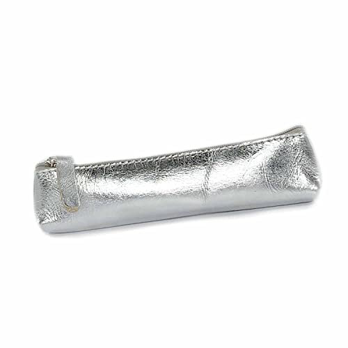 SinnWunder KLEINES Federmäppchen - Stifte-Etui – Schlampermäppchen – aus echtem italienischem Leder Silber und vielen weiteren schönen Farben