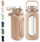 SIEROZUR 64oz Glass Water Bottle with Straw and Handle Lid Half Gallon Motivational Glass Bottle with Silicone Sleeve and Time Marker Large Reusable Sports Water Jug for Gym Home Workout