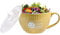 fMSDD Keep Smile Große Suppentasse mit Deckel, lustige Ikone Ramen-Schüssel, Keramikschalen mit Griff und Deckel, 800 ml, Aprikosengelb