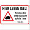 INDIGOS UG - Schild Hier Leben Igel - Nehmen Sie Rücksicht auf die Tiere - 400x300 mm - 3mm Aluverbund Schilder für Hotel, Firma, Schutz, Kita, Arzt, Praxis, Wohnung - UV- & wetterbeständig