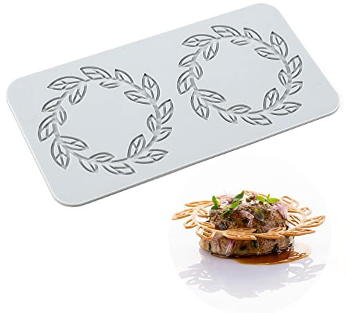 TUKE Spitzenformen für Kuchendekoration, 3D-Blatt-Silikonformen zum Backen, Gummiformen, Ton, Fondant, Spitzenmatten, Blumen, Waben, Bienen-Muster für Zucker, Schokolade, Polymer (Blatt_21,8 x 10,2 x