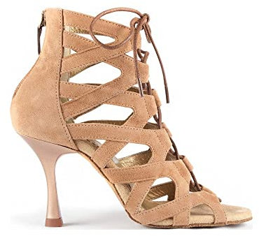 PD NEOLITE 804 Tanzschuhe in Camel Nobuck mit Strassen-Sohle