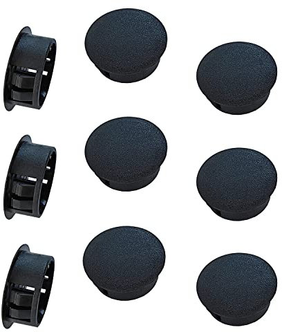 Qrity 10 Pièces 20mm Bouchons en Plastique Rond, Cache Trou Meuble, Cache Trou Plastique, Noir, Bouchon de Trou de Percage pour Verrouillage Trou Meubles